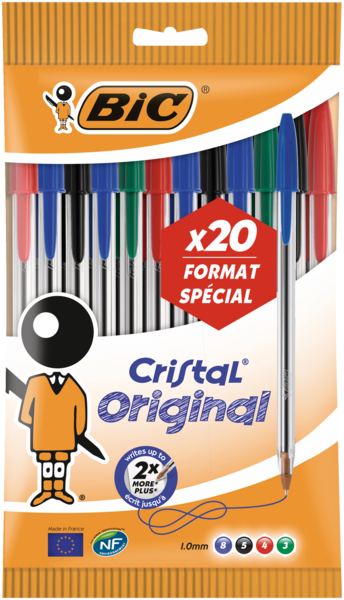20 STYLOS BILLE CRISTAL POINTE MOYENNE