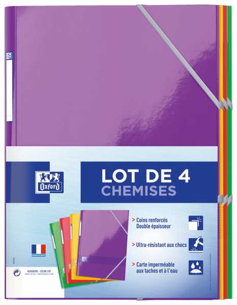 LOT DE 4 CHEMISES A4 COLOR LIFE OXFORD
