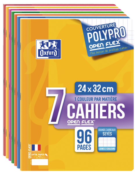 LOT DE 7 CAHIERS 24X32CM PIQUE OPENFLEX