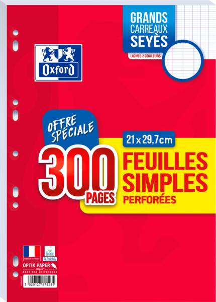 oxford – FEUILLES SIMPLES PERFORÉES 21X29.7