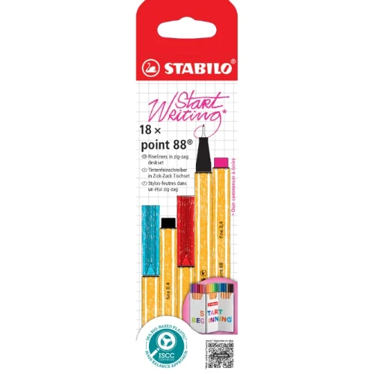 Stylo Feutre Point 88 avec Etui – Le lot de 18 STABILO