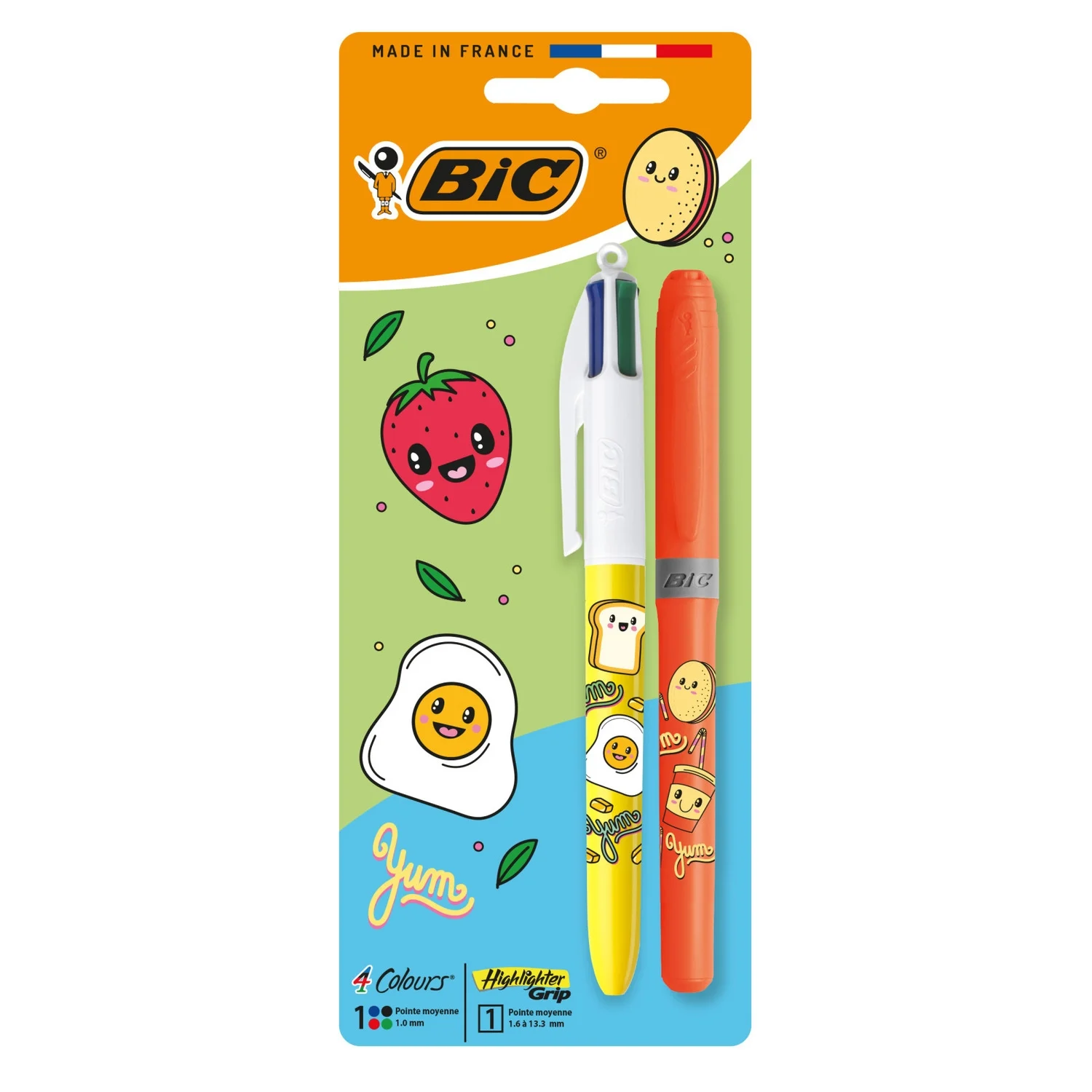 Stylo à bille 4 Couleurs Série Kawaï Fluo BIC