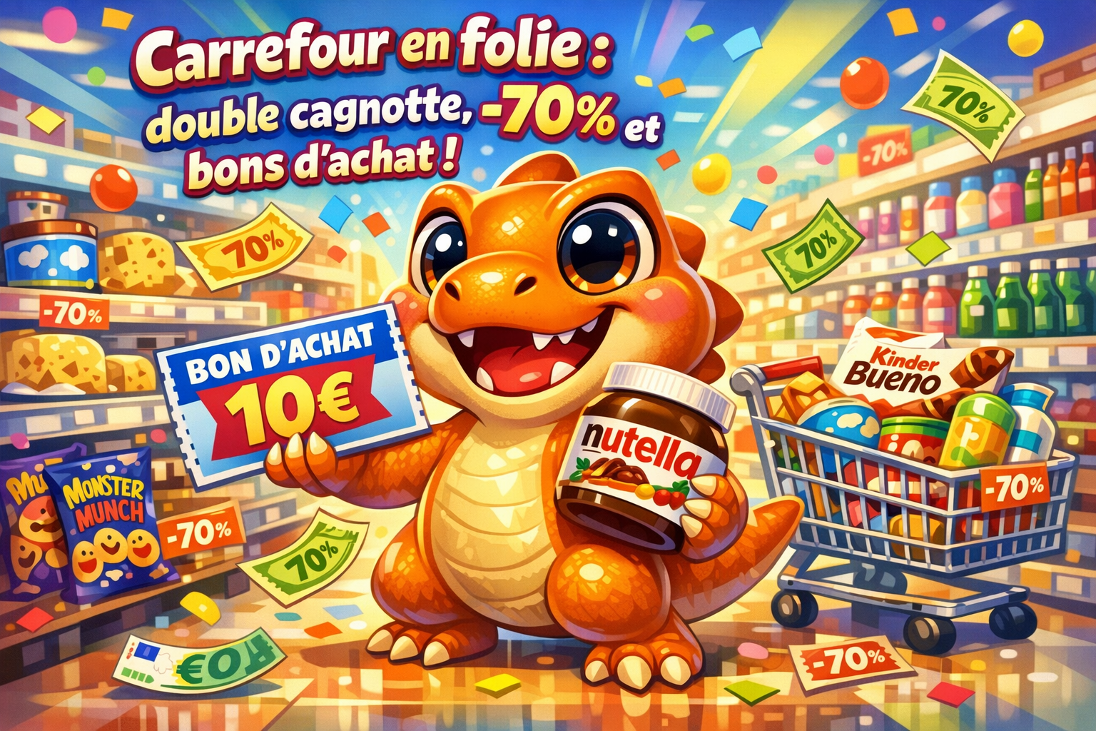 Carrefour en folie : double cagnotte, –70 % et bons d’achat !