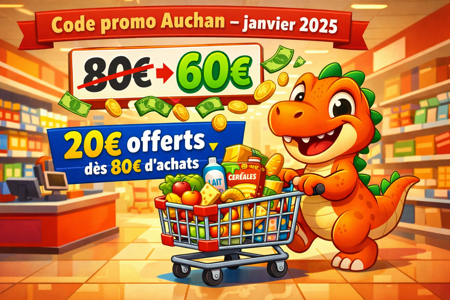 Code promo Auchan janvier 2025 : 20€ offerts dès 80€ d’achats
